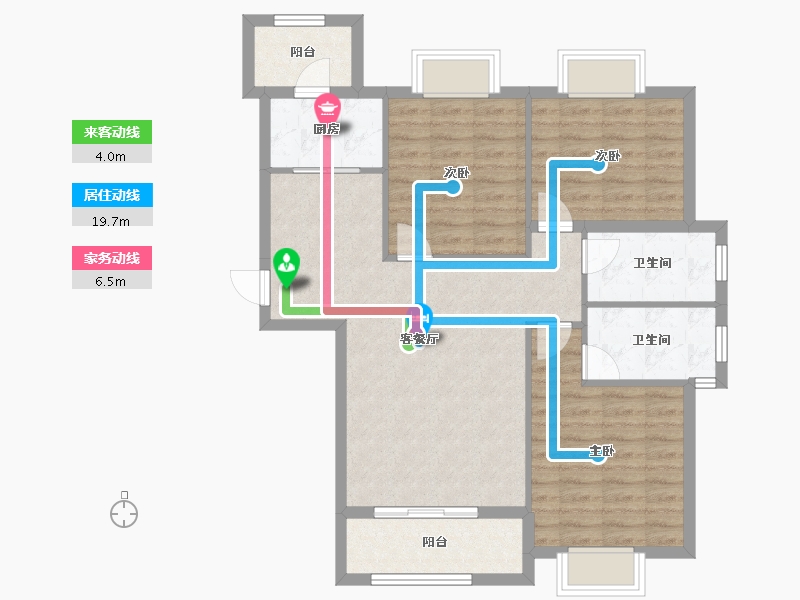 福建省-龙岩市-武平福景公园壹号-88.80-户型库-动静线