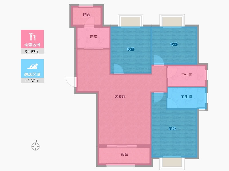 福建省-龙岩市-武平福景公园壹号-88.80-户型库-动静分区