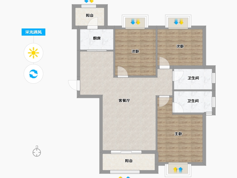 福建省-龙岩市-武平福景公园壹号-88.80-户型库-采光通风