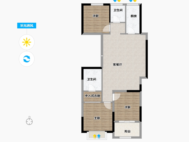 河南省-驻马店市-鹏宇迎宾府-99.38-户型库-采光通风