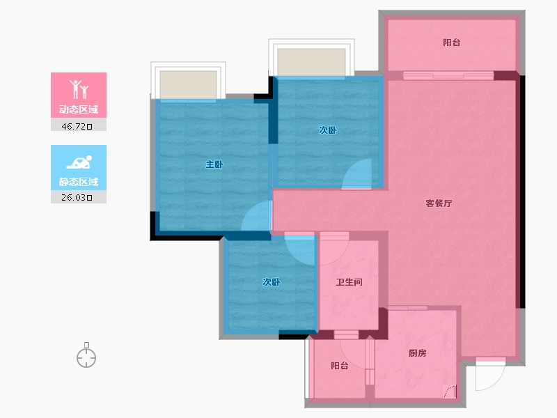 四川省-内江市-邦泰大悦府-64.05-户型库-动静分区