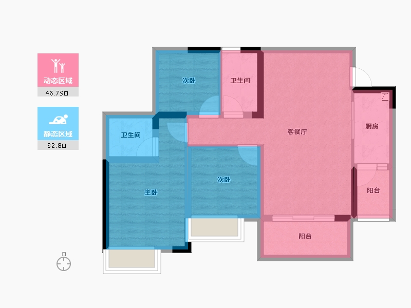 四川省-内江市-邦泰大悦府-70.02-户型库-动静分区