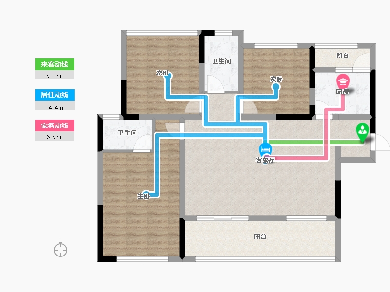 四川省-宜宾市-恒润安宁府-103.85-户型库-动静线