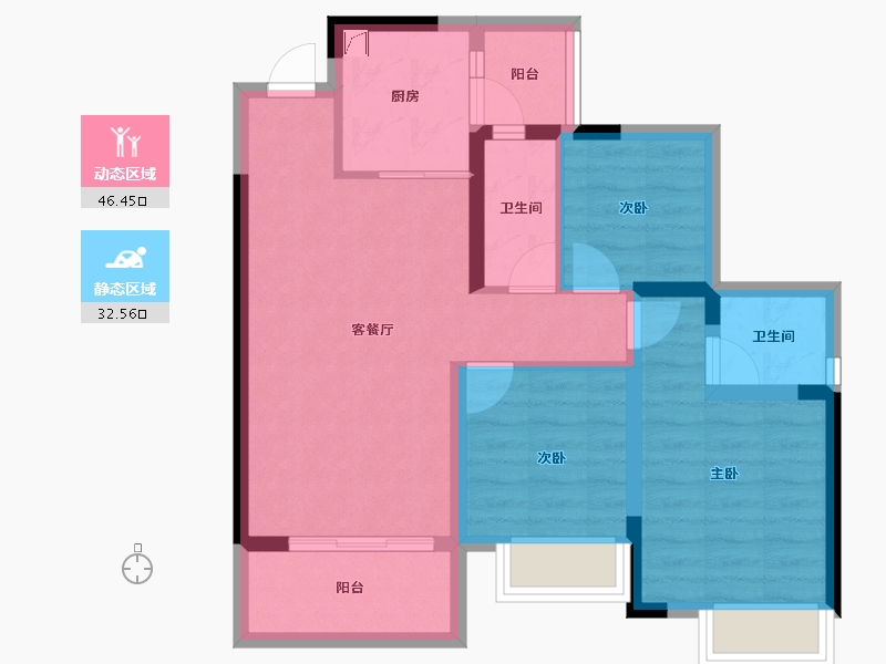 四川省-内江市-邦泰大悦府-69.39-户型库-动静分区