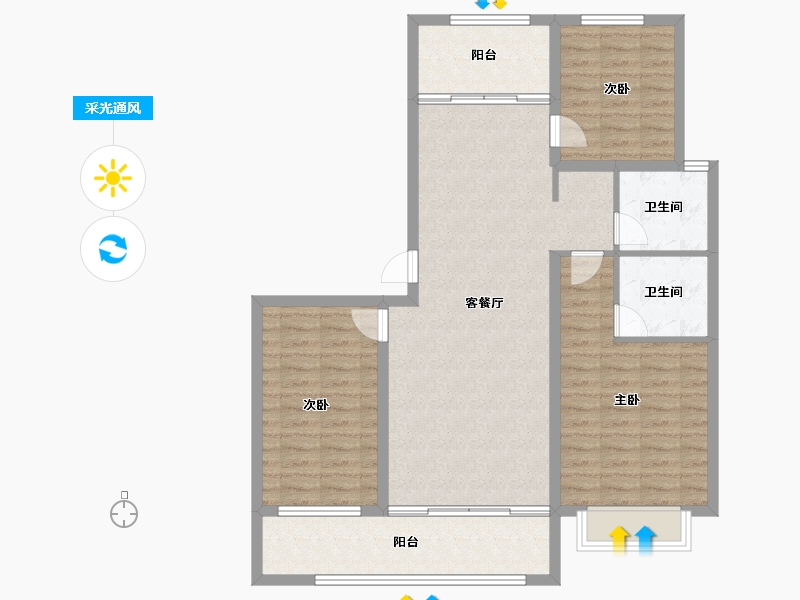 山东省-聊城市-畅博·书香首府-104.86-户型库-采光通风