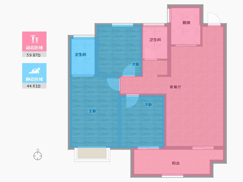 河南省-驻马店市-置地南苑-93.81-户型库-动静分区