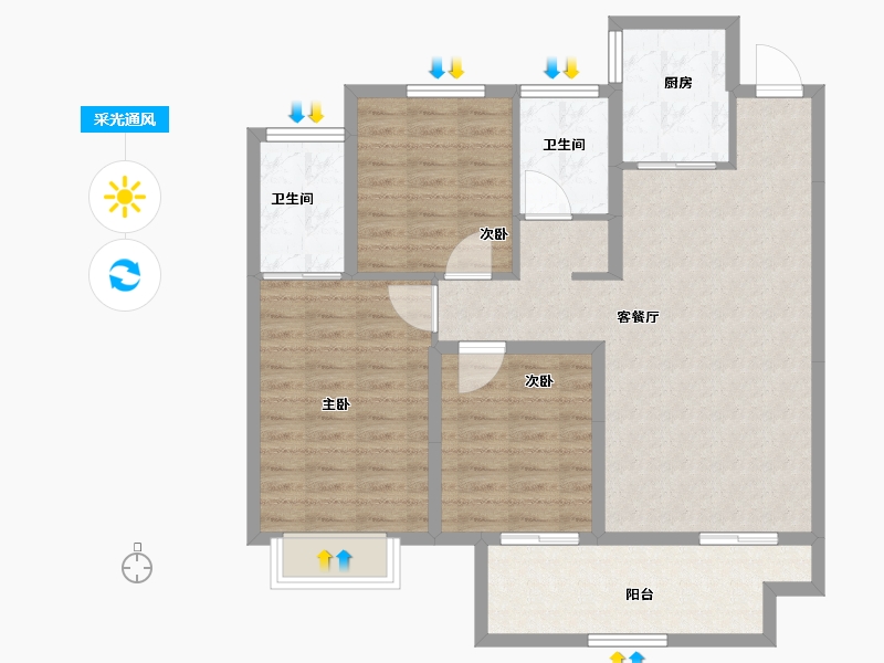 河南省-驻马店市-置地南苑-93.81-户型库-采光通风