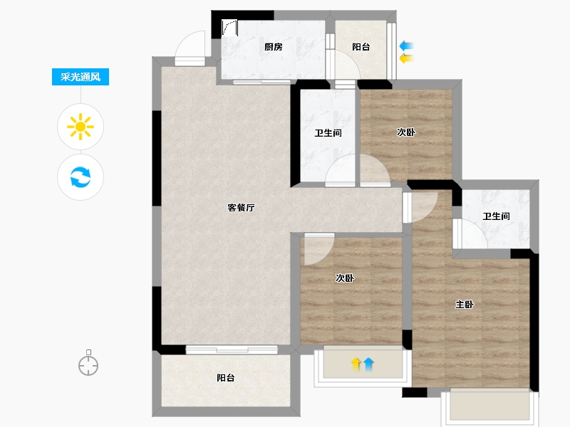 四川省-内江市-邦泰大悦府-71.09-户型库-采光通风