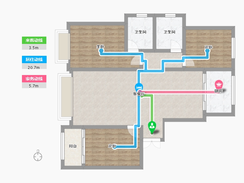 甘肃省-平凉市-华亭市世纪花园D区-105.00-户型库-动静线