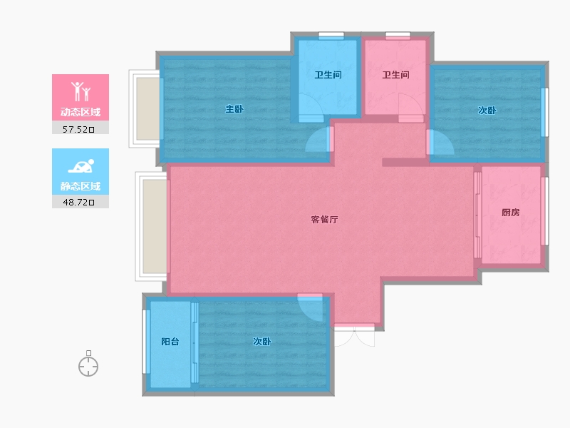 甘肃省-平凉市-华亭市世纪花园D区-105.00-户型库-动静分区