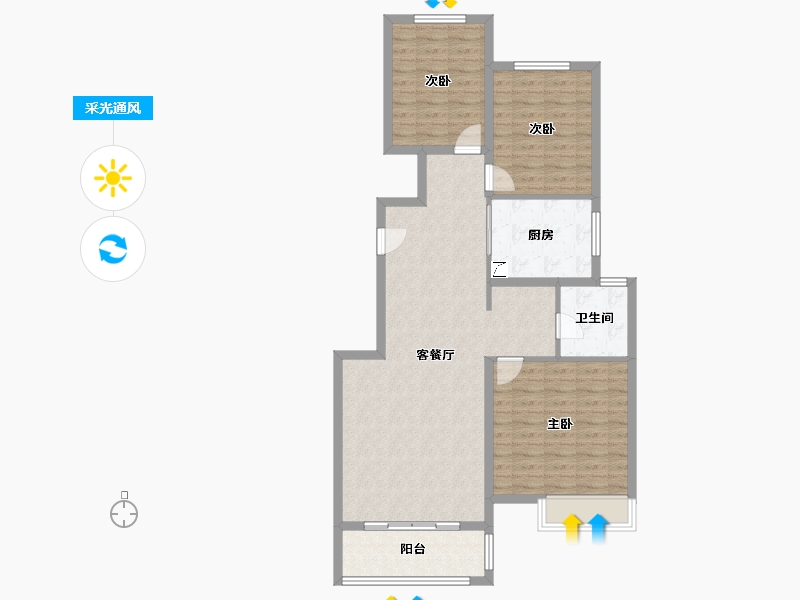 河南省-洛阳市-融创国宝宸院-98.00-户型库-采光通风