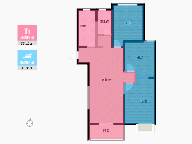 陕西省-咸阳市-林凯城-84.97-户型库-动静分区