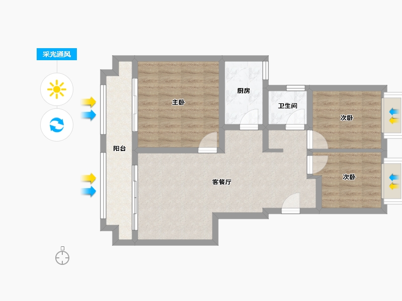 江苏省-南京市-金轮水映华庭-72.00-户型库-采光通风