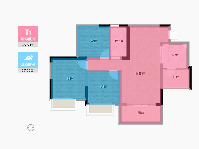 四川省-内江市-邦泰天悦城大学城1号-65.34-户型库-动静分区