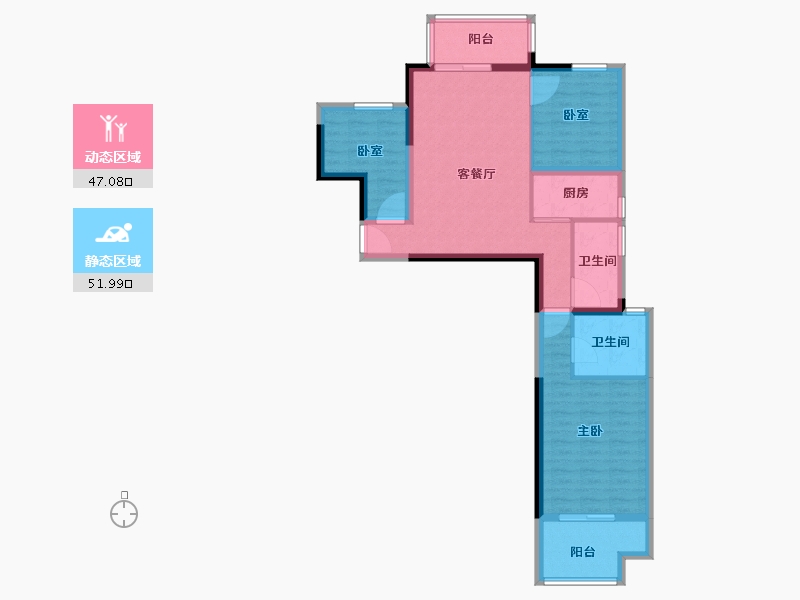 河南省-南阳市-财富公馆二期-88.12-户型库-动静分区