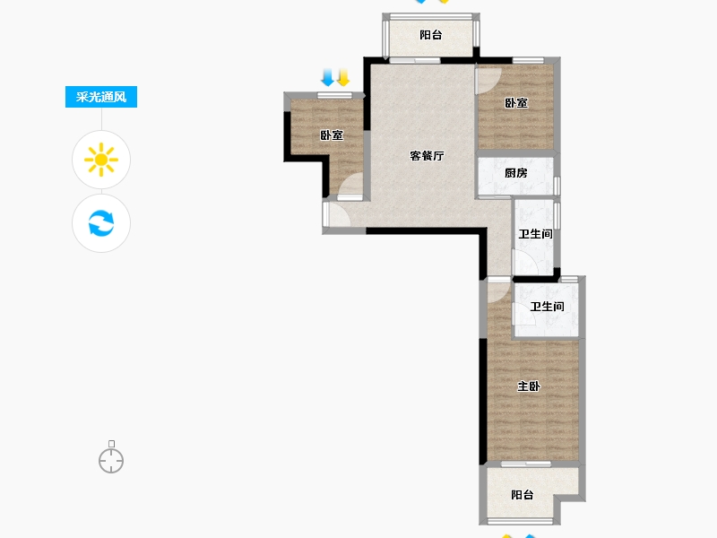 河南省-南阳市-财富公馆二期-88.12-户型库-采光通风