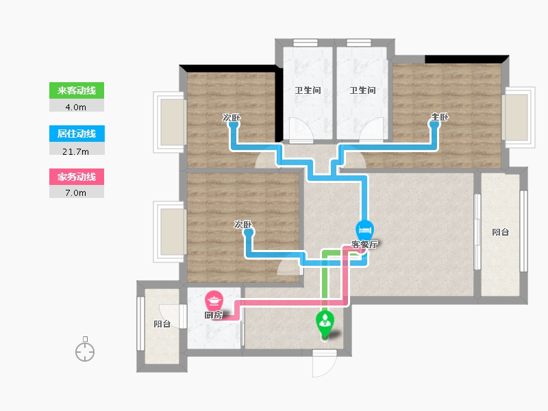 福建省-龙岩市-武平福景公园壹号-88.31-户型库-动静线