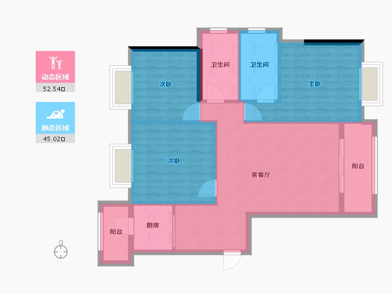 福建省-龙岩市-武平福景公园壹号-88.31-户型库-动静分区