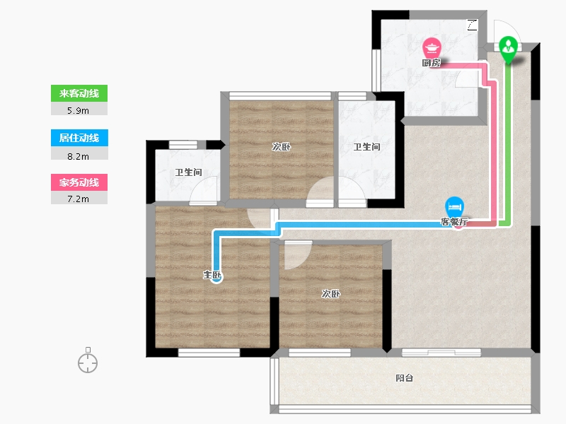 四川省-宜宾市-恒润安宁府-86.01-户型库-动静线