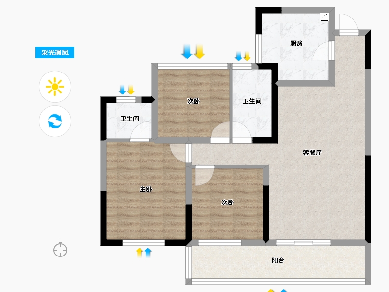 四川省-宜宾市-恒润安宁府-86.01-户型库-采光通风