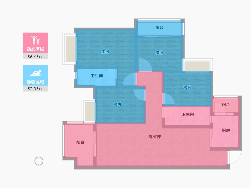 四川省-成都市-辰兴锦城国际-97.60-户型库-动静分区