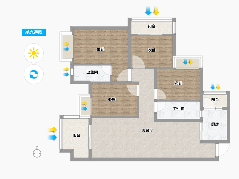 四川省-成都市-辰兴锦城国际-97.60-户型库-采光通风