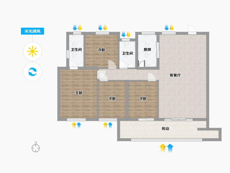 福建省-福州市-融创一期-124.00-户型库-采光通风