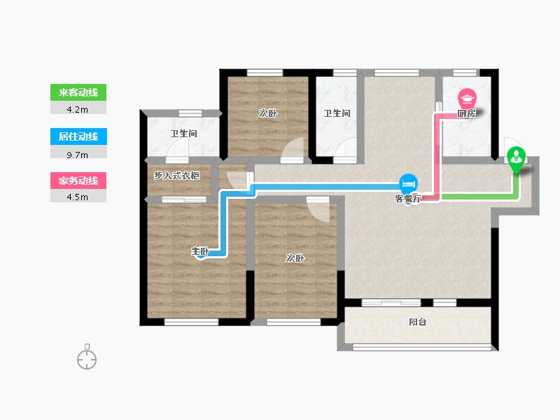 陕西省-咸阳市-绿地新都会-90.13-户型库-动静线