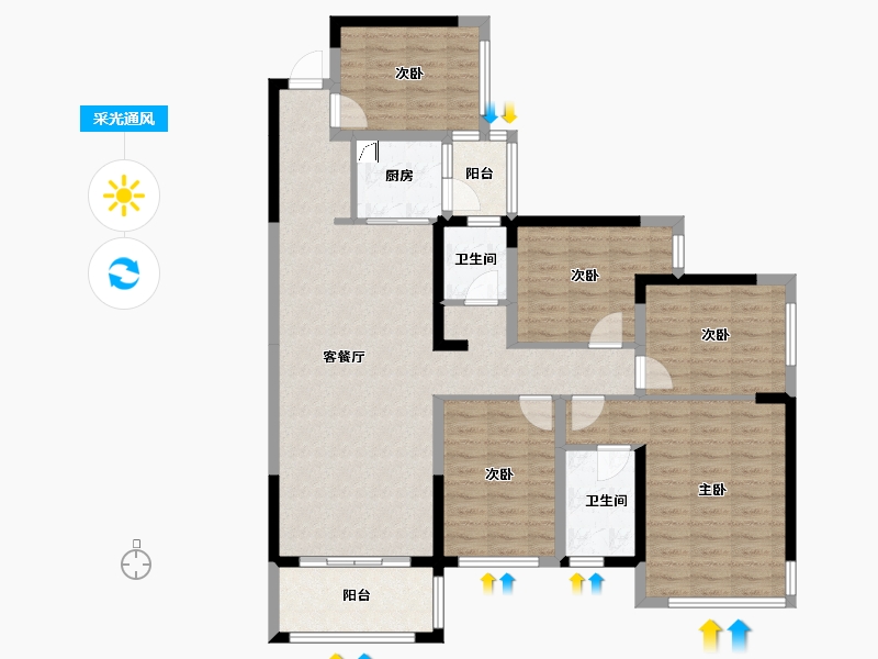 广西壮族自治区-玉林市-万盛·永顺公馆-110.00-户型库-采光通风