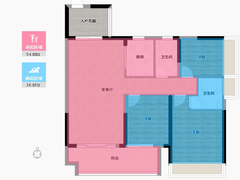 广东省-肇庆市-百盈花园-88.05-户型库-动静分区