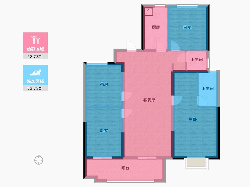 河南省-安阳市-嘉洲格林小镇二期-106.00-户型库-动静分区