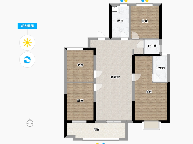 河南省-安阳市-嘉洲格林小镇二期-106.00-户型库-采光通风