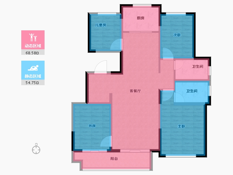 陕西省-咸阳市-绿城咸阳桂语江南-110.40-户型库-动静分区