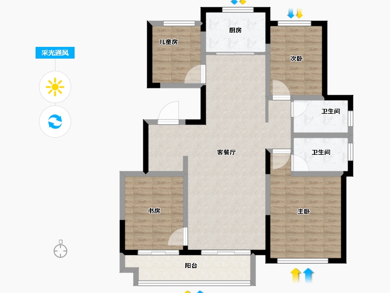 陕西省-咸阳市-绿城咸阳桂语江南-110.40-户型库-采光通风