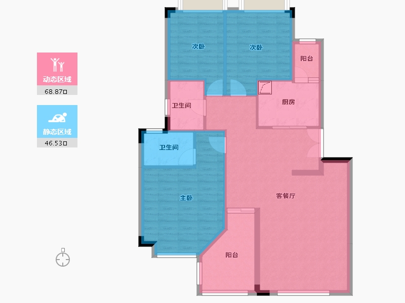 湖北省-武汉市-琴台颖园-107.43-户型库-动静分区