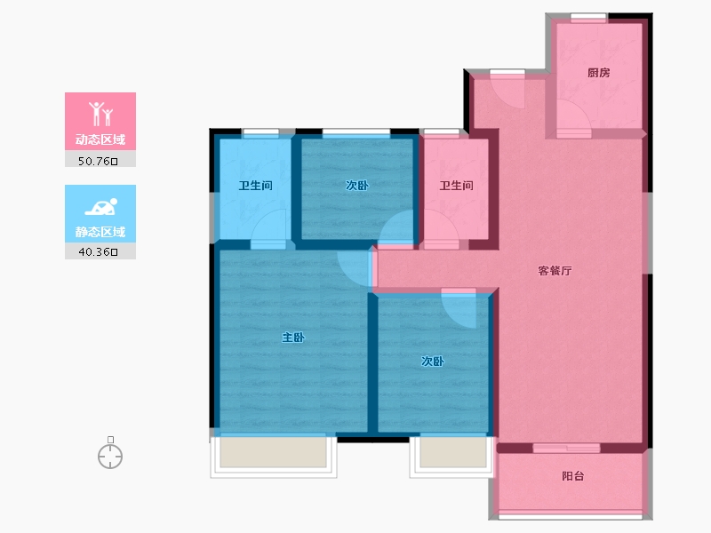 陕西省-咸阳市-林凯城-80.00-户型库-动静分区