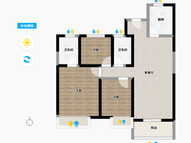 陕西省-咸阳市-林凯城-80.00-户型库-采光通风