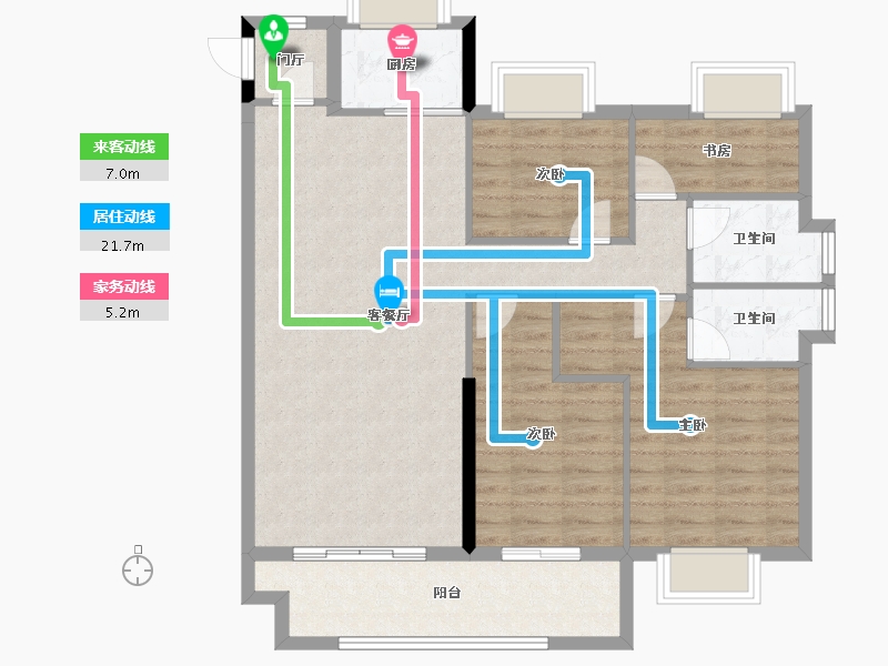 福建省-龙岩市-武平福景公园壹号-98.47-户型库-动静线