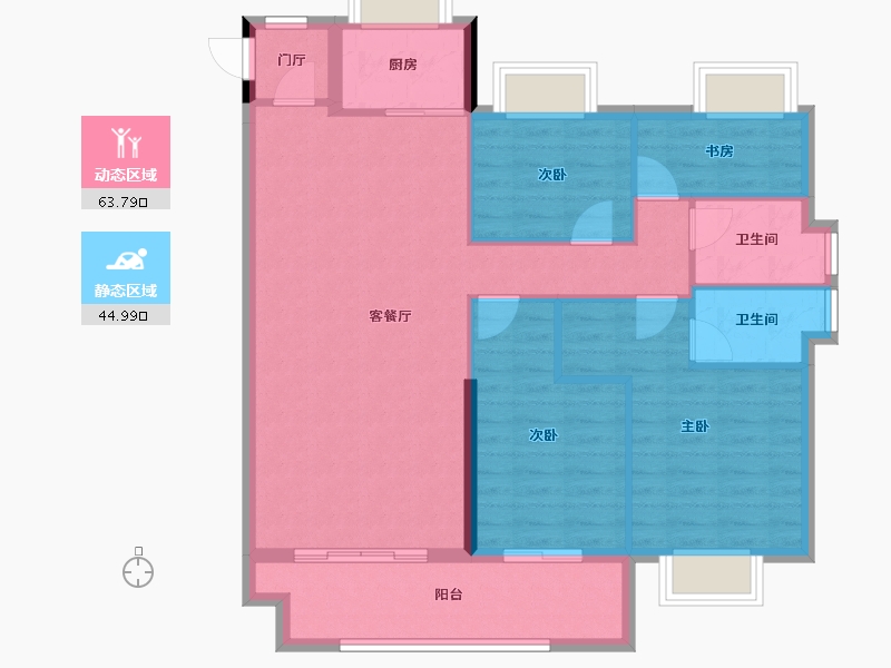 福建省-龙岩市-武平福景公园壹号-98.47-户型库-动静分区