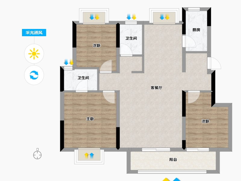 江西省-抚州市-​清华苑状元府-85.99-户型库-采光通风