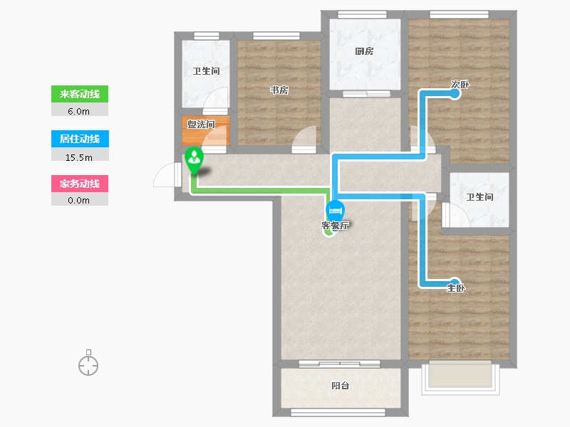 陕西省-咸阳市-滨河星城-89.98-户型库-动静线