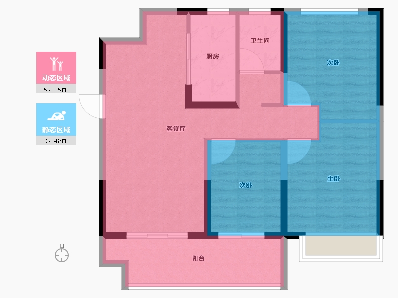 山东省-德州市-金辰德兴四季兴园-85.02-户型库-动静分区