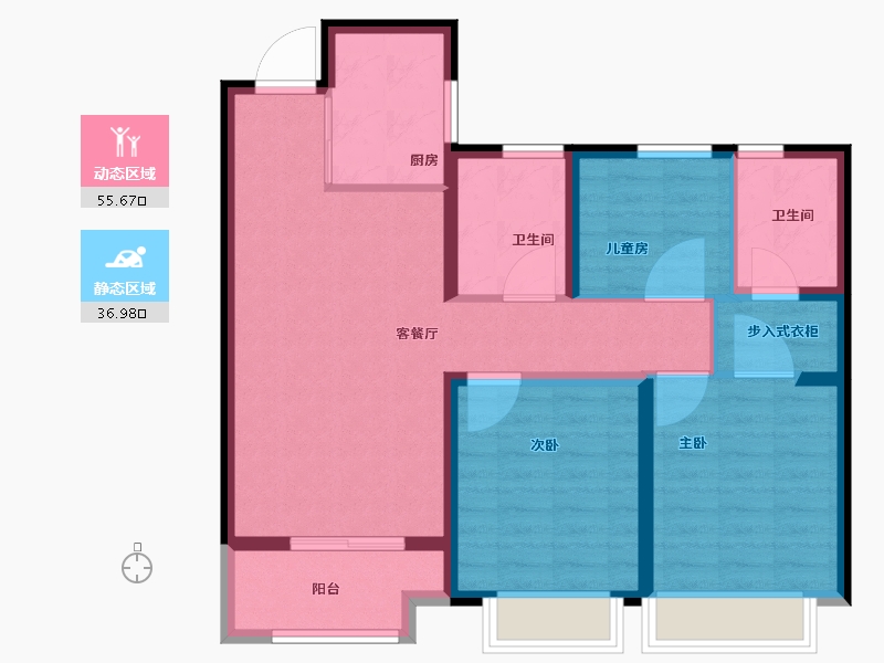 陕西省-咸阳市-绿城咸阳桂语江南-82.40-户型库-动静分区