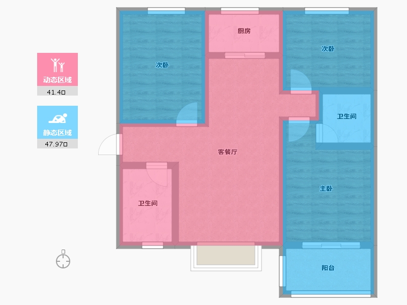 陕西省-咸阳市-滨河星城-78.56-户型库-动静分区