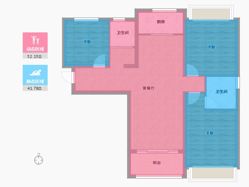 陕西省-西安市-龙发天泉湾-84.05-户型库-动静分区