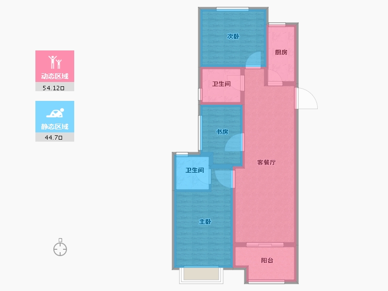 陕西省-咸阳市-绿城咸阳桂语江南-88.00-户型库-动静分区