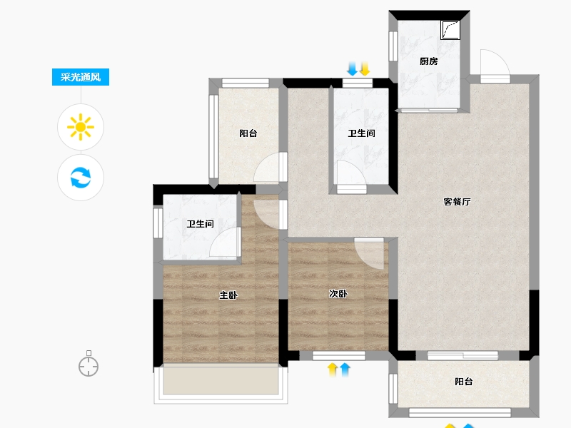 广西壮族自治区-贵港市-雅庭-78.00-户型库-采光通风