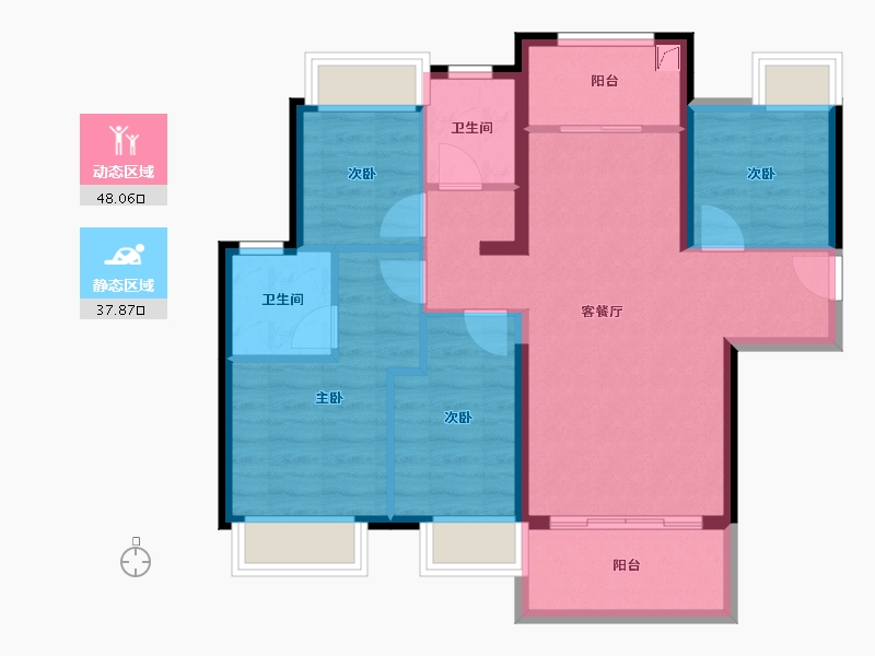 广东省-惠州市-保利和悦华锦-76.26-户型库-动静分区