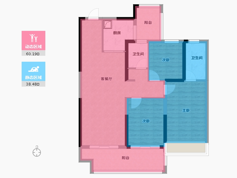 陕西省-咸阳市-玖珑湾-87.21-户型库-动静分区