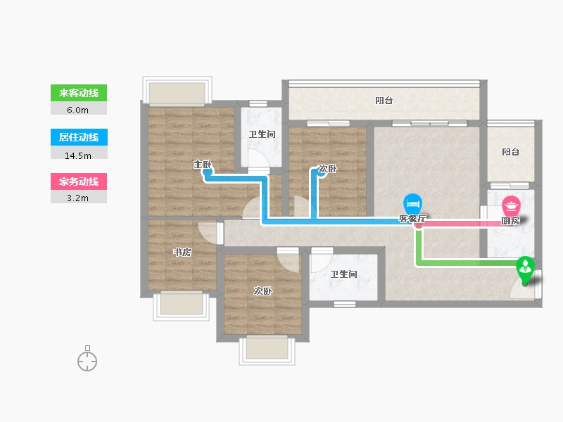 四川省-成都市-辰兴锦城国际-92.50-户型库-动静线